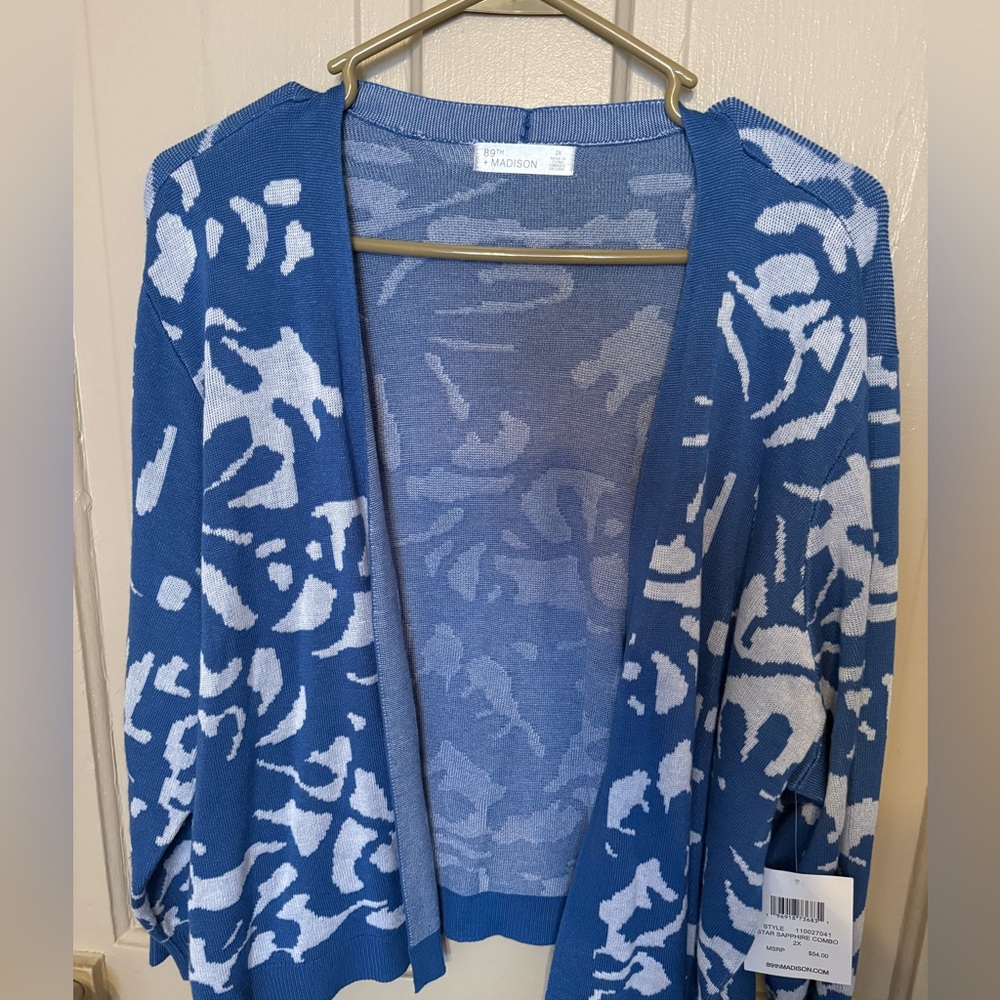 89th & Madison Blue and White Cardigan